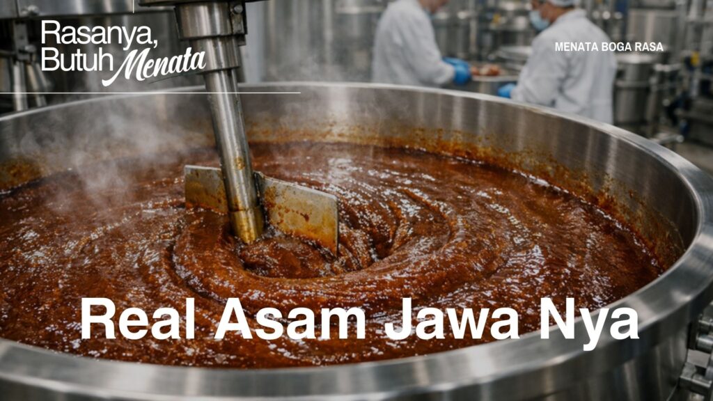 proses produksi saus asam jawa skala besar di pabrik untuk bisnis kuliner